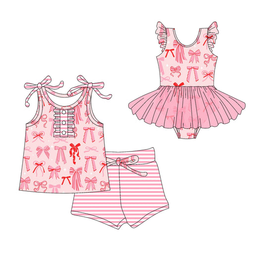 Baby Girl Summer Bows Pink Sibling Romper Set ( Moq 5 Each Style ) 3.1