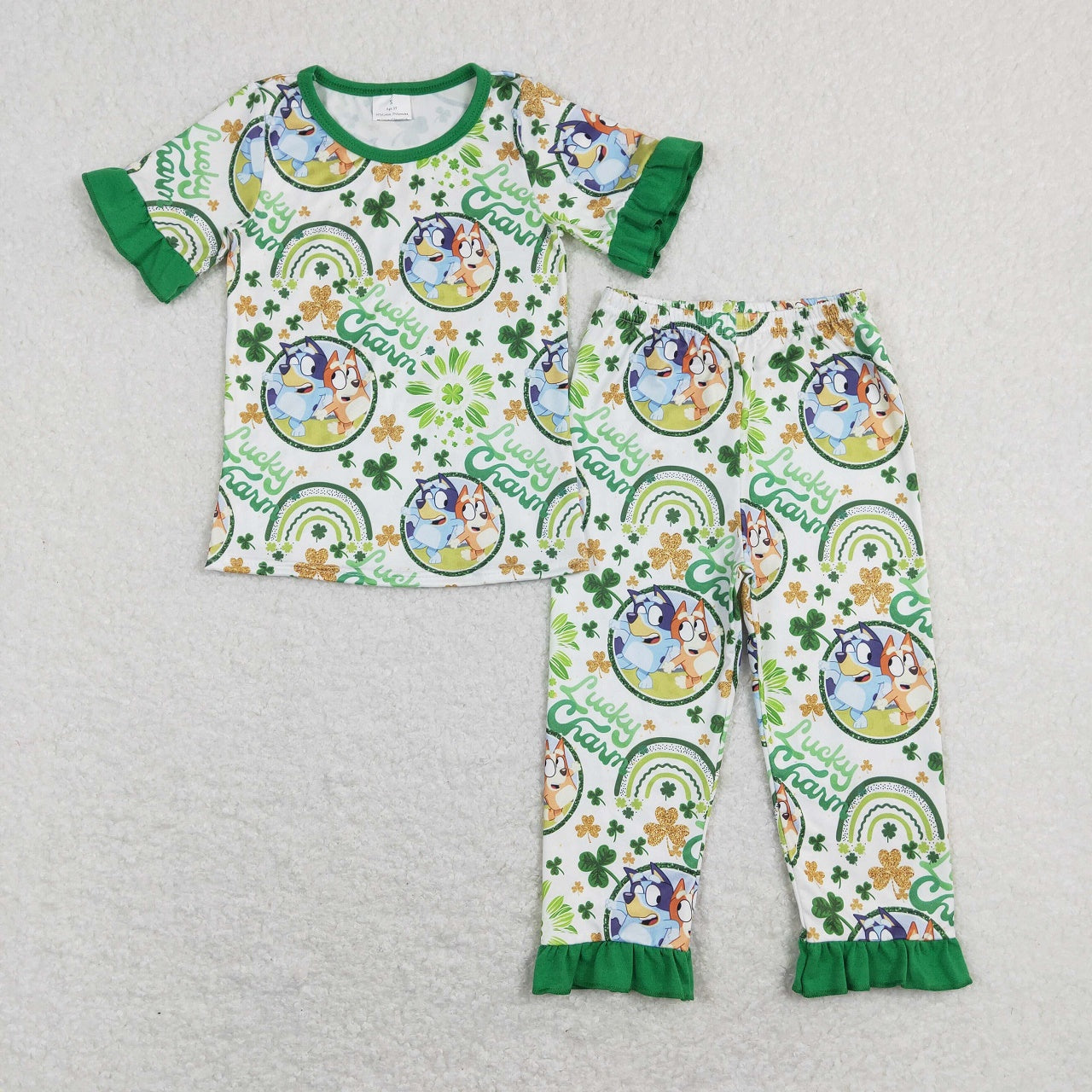 BSPO0251 St. Patrick's Day Baby Boy Short Sleeves Dogs Shirt Pants Pajamas Set