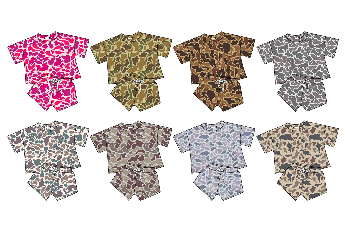 Baby Kids Toddler Short Sleeves Camo Sibling Clothes Set ( Moq 5 Each Design ) 12.6