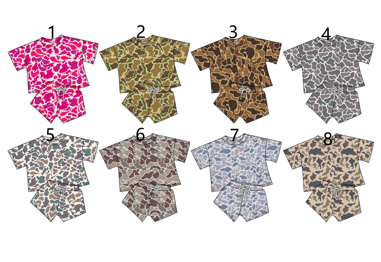 Baby Kids Toddler Short Sleeves Camo Sibling Clothes Set ( Moq 5 Each Design ) 12.6