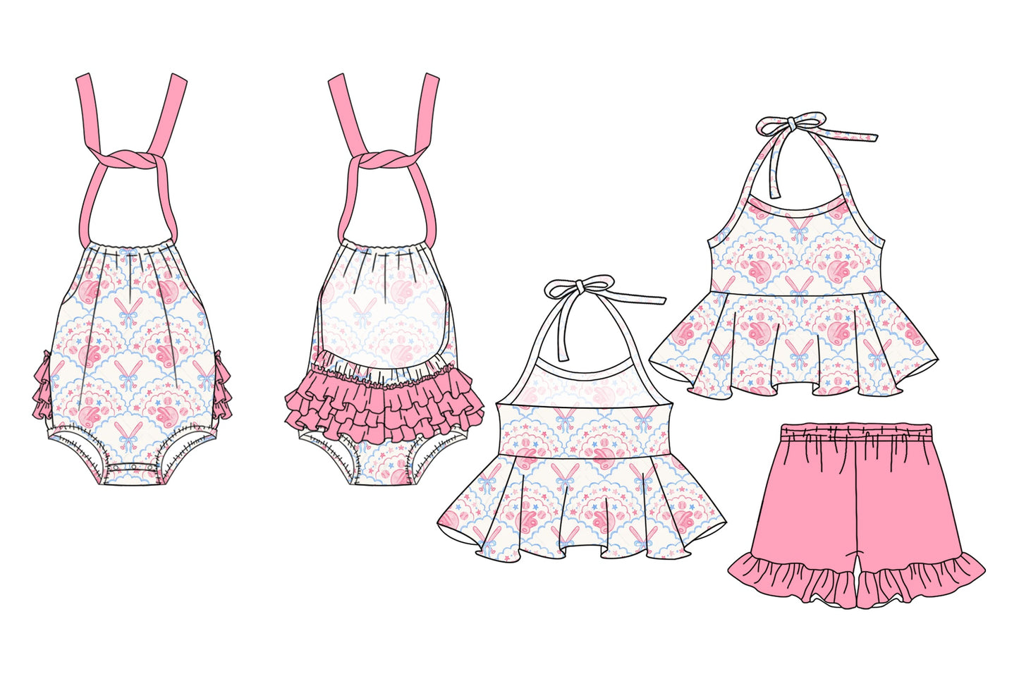 Baby Girl Sleeveless Floral Pink Sibling Romper Set ( Moq 5 Each Style ) 2.14