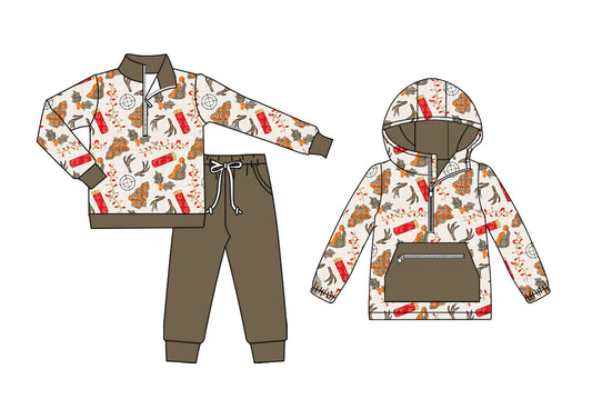 ( Moq 5 Each Style ) Baby Boy Toddler Christmas Sibling Hoodie Shirt Set