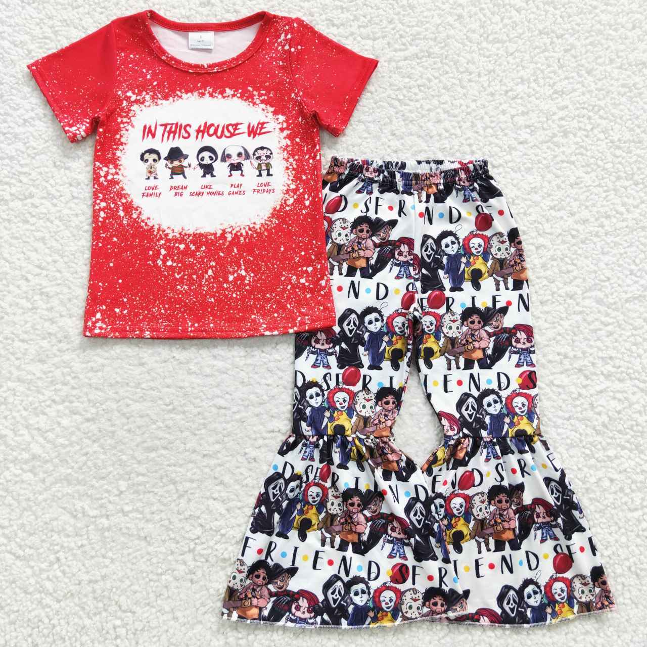 Baby Girl Halloween Short Sleeves Shirt Bell Pants Outfit