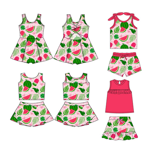 ( Moq 5 Each Style ) Baby Girl Sleeveless Watermelon Bows Sibling Dress Set 3.22