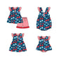 Baby Girl July 4th Bows Sibling Romper Dress Clothes Set ( Moq 5 Each Design )