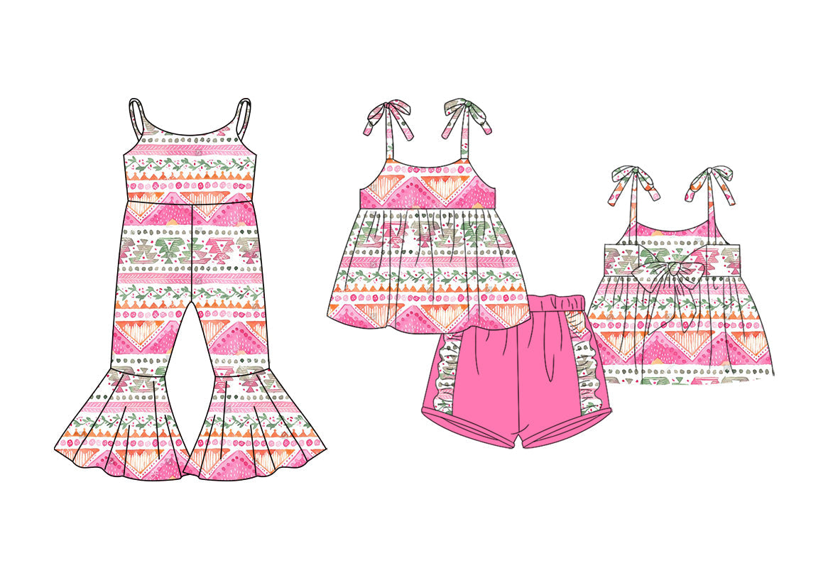 Baby Girl Straps Aztec Western Sibling Jumpsuit Set ( Moq 5 Each Style ) 1.24
