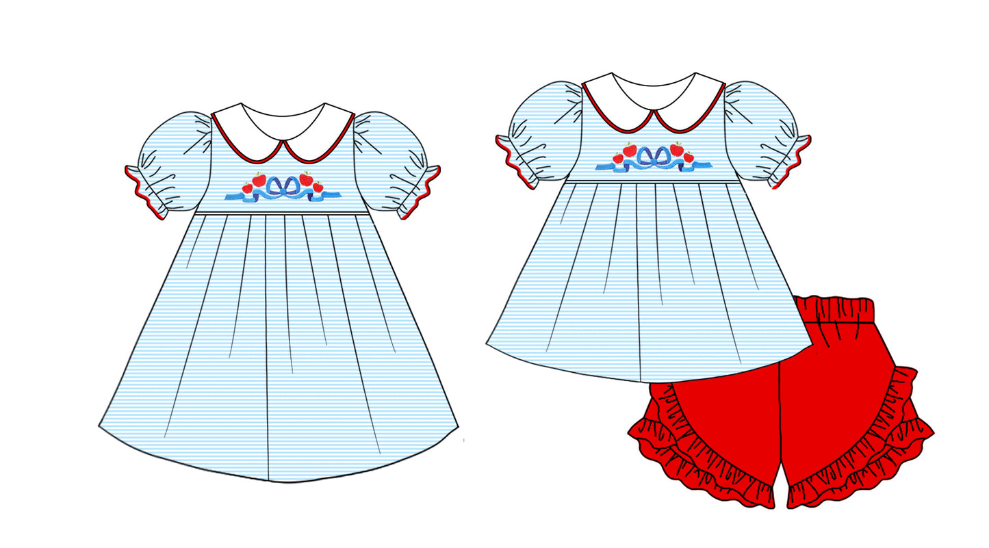 Baby Girl Back To School Apple Bows Sibling Dress Set ( Moq 5 Each Style ) 1.6