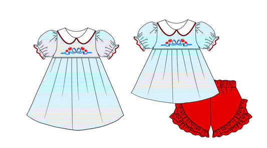 Baby Girl Back To School Apple Bows Sibling Dress Set ( Moq 5 Each Style ) 1.6