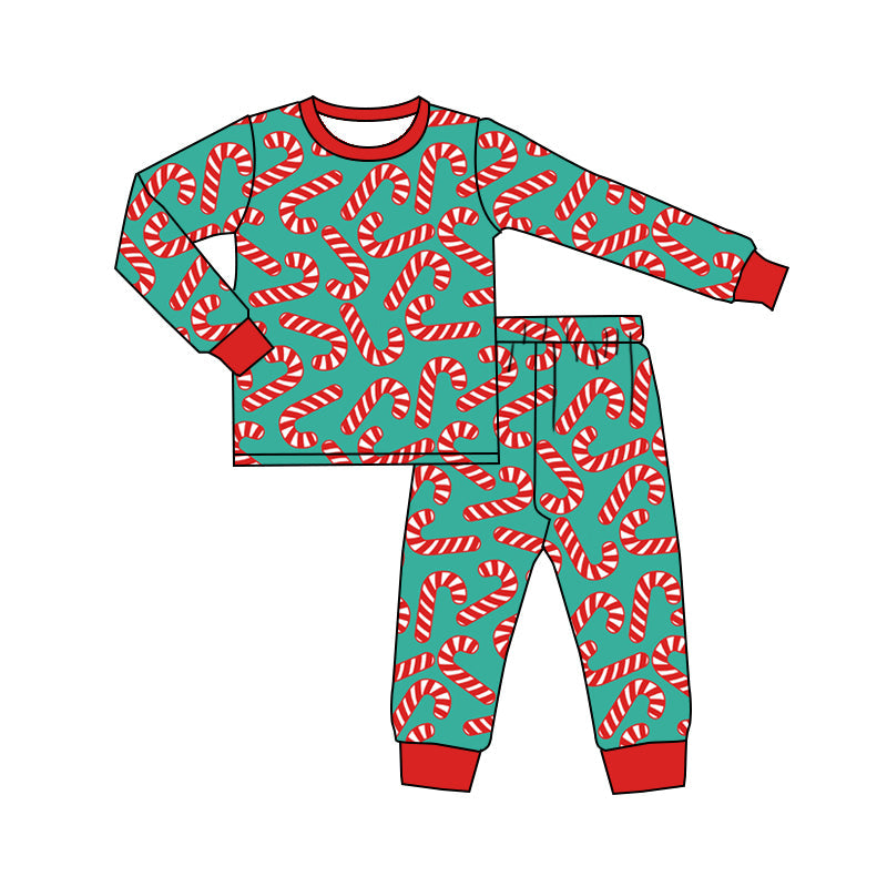 Baby Boy Christmas Candy Cane Shirt Pants Pajamas Set