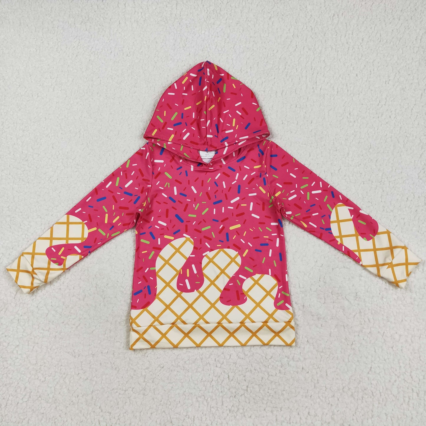 Baby Girl Long Sleeves Team Pink Drip Hoodie Shirt Tops RTS
