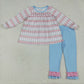 Baby Girl Long Sleeves Soldier Christmas Tunic Blue Ruffle Pants Set RTS