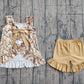 Baby Girls Kids Sleeveless Leaves Back Bow Tops Shorts Set Camo Clothes RTS