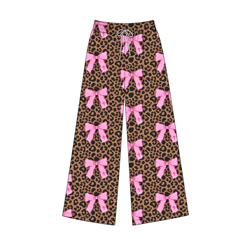 ( Moq 5 ) Preorder Adult Women Pink Bows Leopard Pants Bottoms Clothes