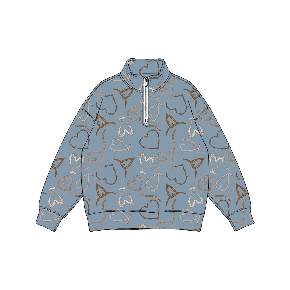 ( Moq 5 ) Preorder Baby Boys Kids Long Sleeves Hearts Valentine Zipper Shirt Clothes