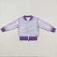 Baby Girl Long Sleeves Purple Sequins Zipper Jacket Coat Tops