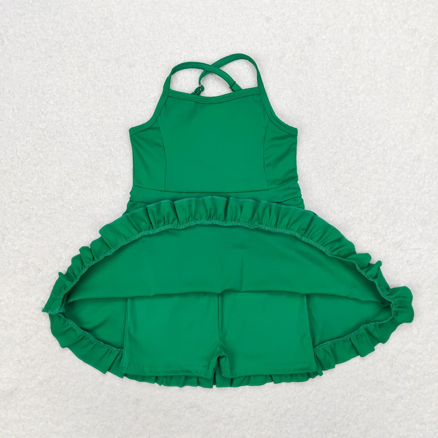 Baby Girl Sleeveless Green Yoga Sports Shorts Dress