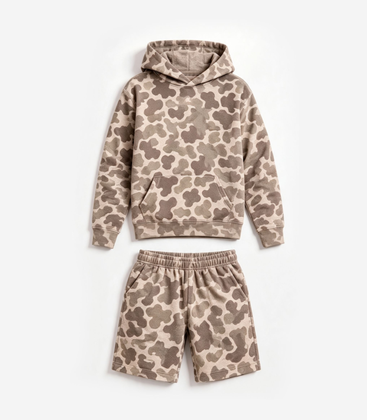 ( Moq 5 ) Preorder Baby Boy Kids Long Sleeves Camo Hoodie Shirt Pockets Shorts Set
