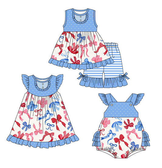 Baby Girl July 4th Bows Sibling Romper Dress Set ( Moq 5 Each Style ) 2.19