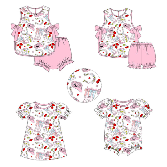 Baby Girl Valentine Hearts Boots Sibling Matching Dress Romper Clothes Set ( Moq 5 Each style )