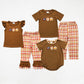 Sibling Baby Boys Girls Embroidery Turkey Footballs Pie Thanksgiving Clothes Sets Rompers