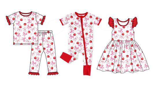 Baby Girl Bows Strawberry Sibling Romper Dress Set ( Moq 5 Each Style ) 12.31