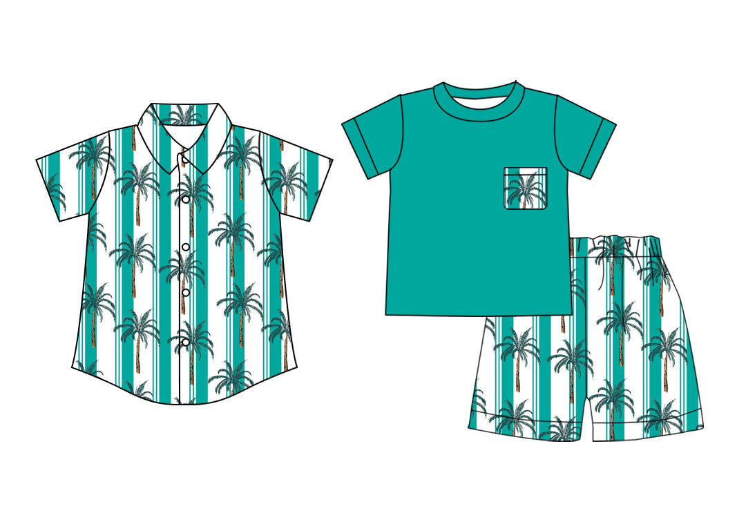 Baby Boy Short Sleeves Tree Beach Sibling Shirt Set ( Moq 5 Each Style ) 2.15