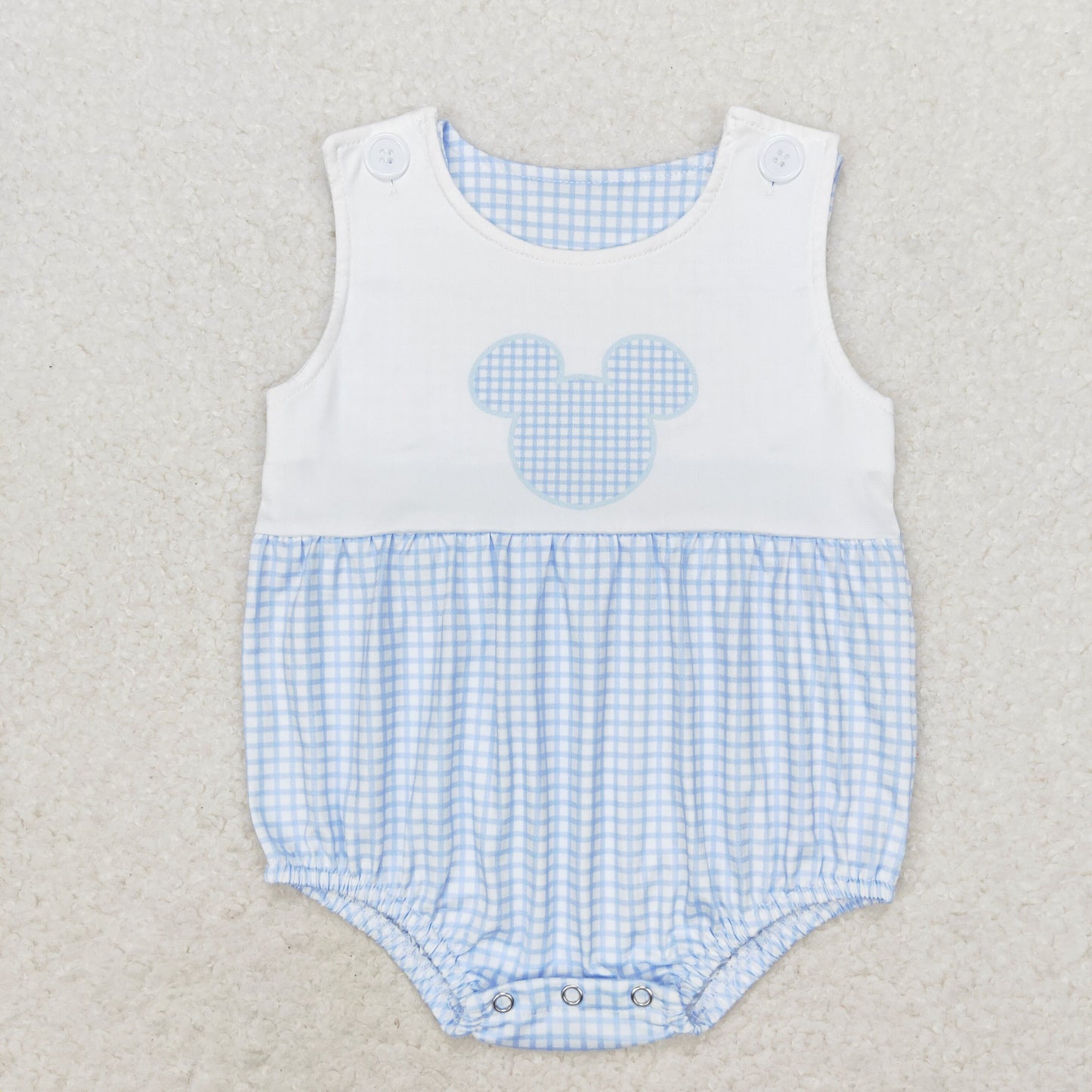 Baby Boy Sleeveless Mouse Plaid One Piece Romper