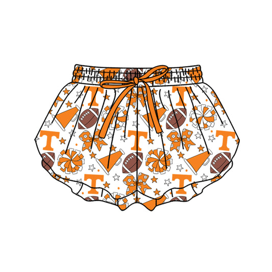 ( Moq 5 ) Baby Girls Kids Orange Bows Cheer Football Shorts Bottoms Team Clothes