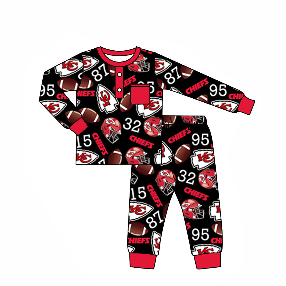 Baby Boy KC Black Pocket Shirt Pants Fall Pajamas Clothes Team Set