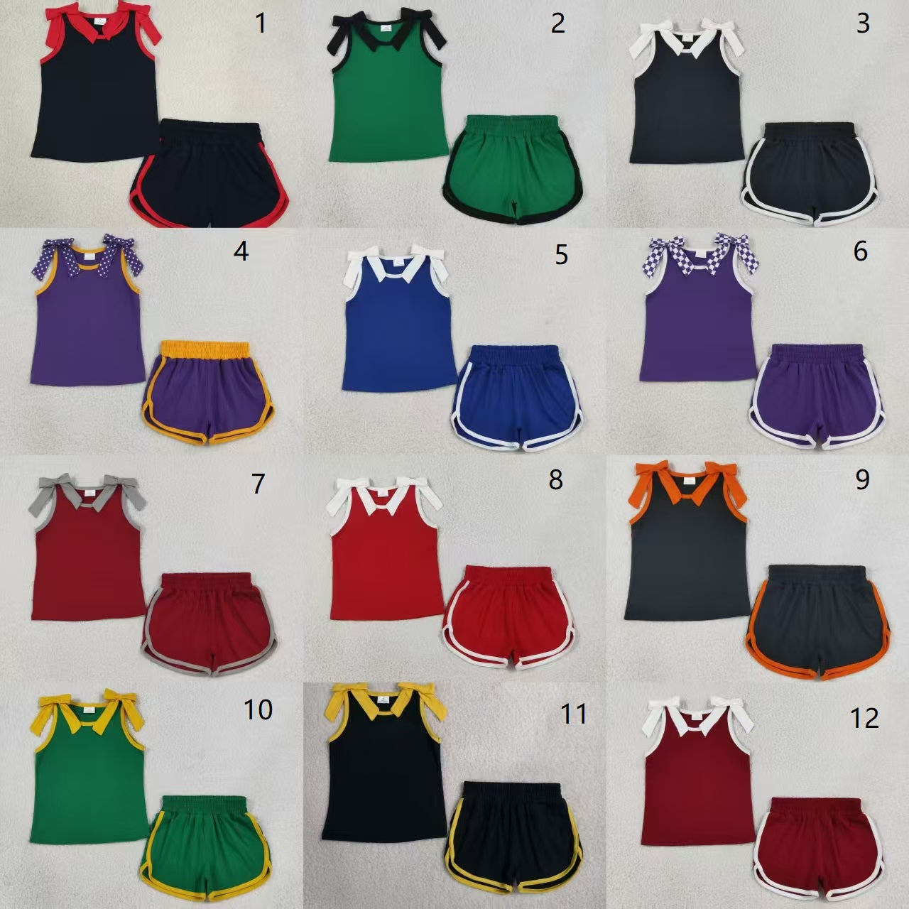 Sibling Baby Girls Kids Sleeveless Bows Cotton Shirts Shorts Sets Team Clothes RTS