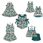 ( Moq 5 Each Style ) Baby Girls Kids Sleeveless Football Flower Green Bows Sibling Romper Dresses Sets