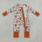 Baby Girls Kids Long Sleeves Bows Zipper Sleeper Footie Romper Brown Clothes RTS