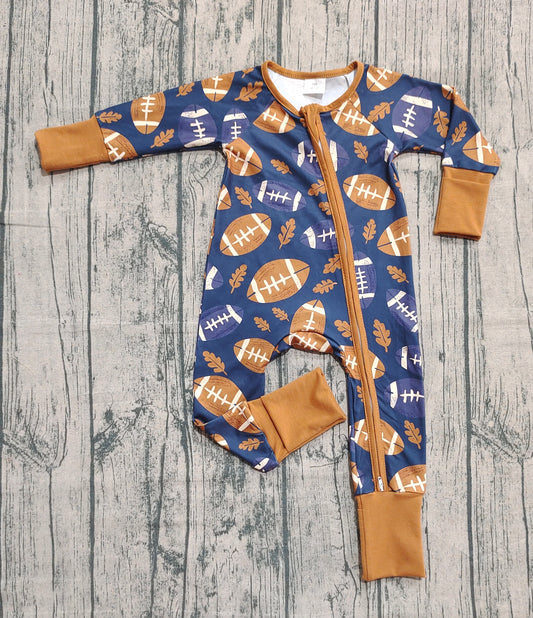 ( No moq ) Preorder Baby Kids Infant Long Sleeves Football Fall Zipper Romper
