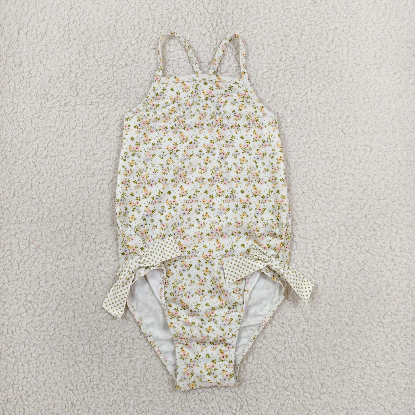 Baby Girls Kids Sleeveless Floral Bows One-piece Swimsuit RTS