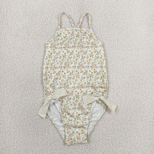 Baby Girls Kids Sleeveless Floral Bows One-piece Swimsuit RTS
