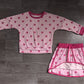 ( No moq ) Preorder Baby Girls Kids Long Sleeves Dots Shirt Skirt Shorts Light Pink Set Clothes