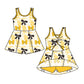 ( Moq 5 each style ) Baby Boy Girl Toddler Team Bows ‌Yellow Sibling Shirt Dress Set 6.17