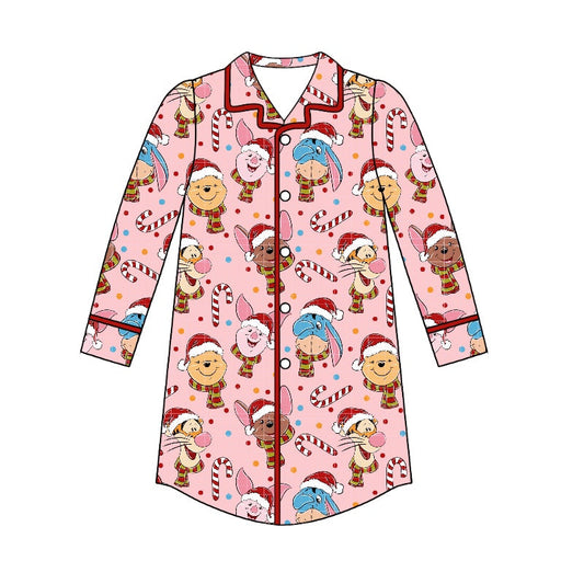 Adult Women Cartoon Bear Friends Christmas Pajamas Tops