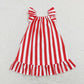 GSD0675 July 4th Baby Girl Short Sleeves Stripes Bow Dress