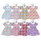 ( Moq 5 Each Style ) Sibling Baby Girls Kids Short Sleeves Flower Bows Summer Knee Length Dresses