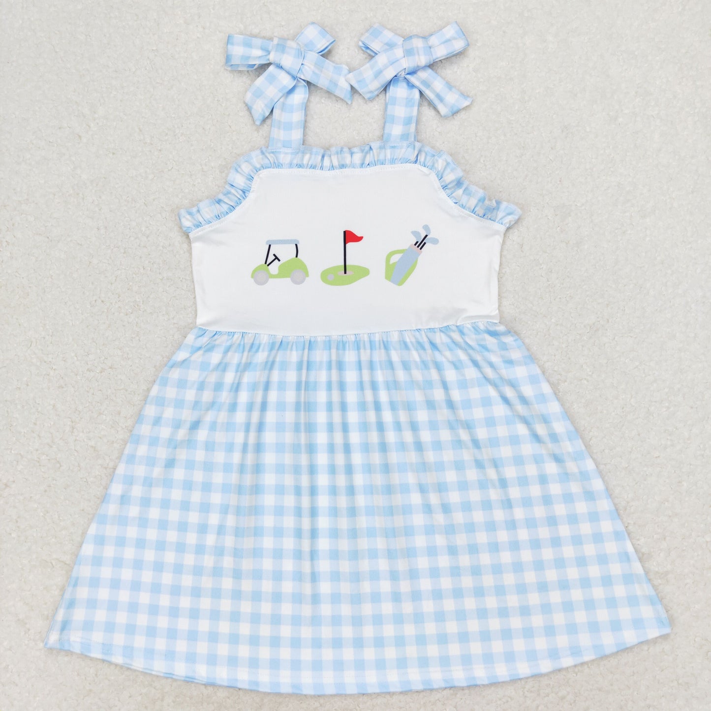 Baby Boy Girl Golf Sibling Romper Dress Plaid Clothes Set