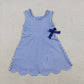 Baby Girls Blue Checked Bow Ruffle Yoga Active Shorts Knee Length Scallop Dress RTS