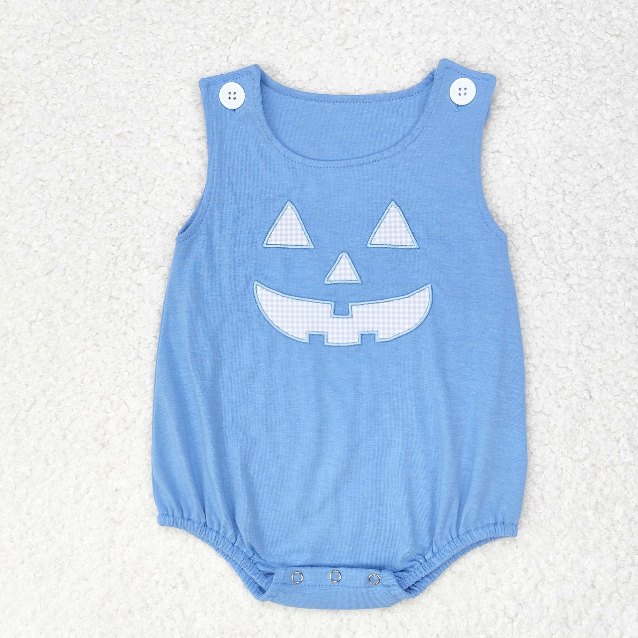 Baby Boy Halloween Ghost Face Sleeveless Blue Romper