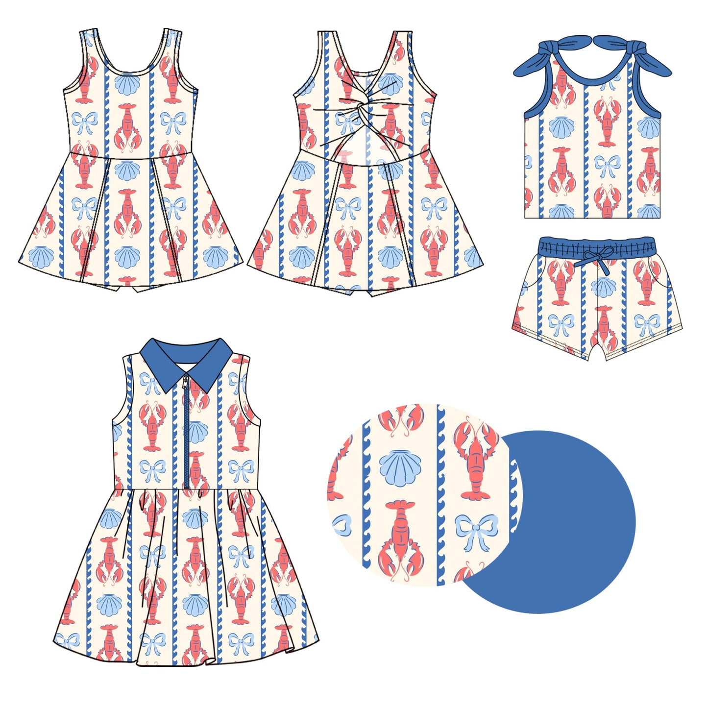 Baby Girl Crawfish Bows Sibling Dress Set ( Moq 5 Each Style ) 1.23