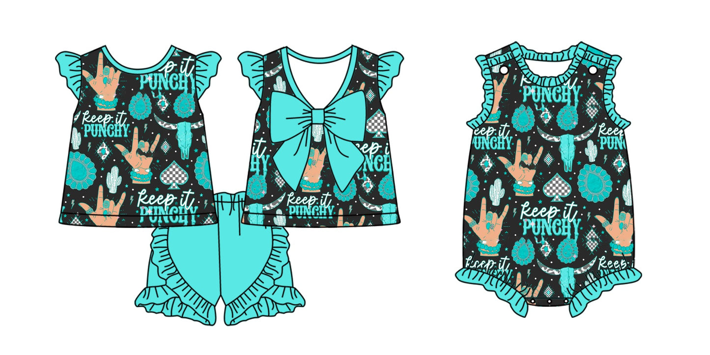 Baby Girl Western Green Bow Sibling Romper Set ( Moq 5 Each Style ) 2.10