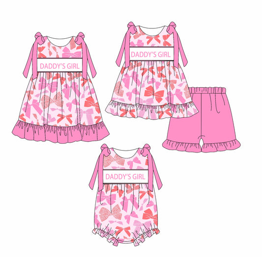 Baby Kids Pink Bows Daddy's Girl Sibling Romper Dress Set ( Moq 5 Each Style ) 2.18