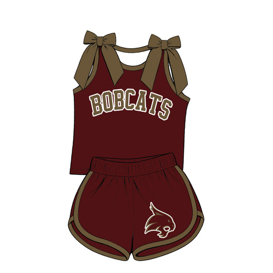 ( Moq 5 ) Baby Girls Kids Sleeveless Bows Shirt Shorts Team Set Clothes