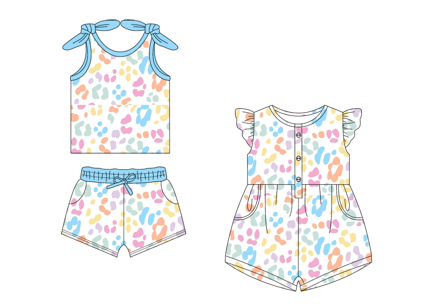 Baby Girl Leopard Straps Sibling Jumpsuit Set ( Moq 5 Each Style ) 1.18