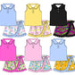 Baby Girl Sleeveless Cotton Tops Bows Flower Skort Sibling Set ( Moq 5 Each Style ) 3.15