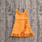 ( No moq ) Preorder Baby Girls Kids Sleeveless Shorts Knee Length Orange Dress Yoga Active Scallop Clothes